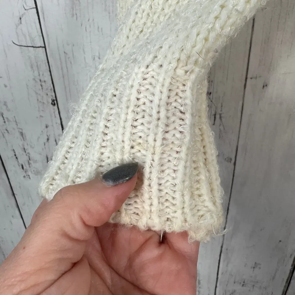 VTG Currants Cream Decorative Ribbon Collar Chunky Knit Sweater Korea Size Small